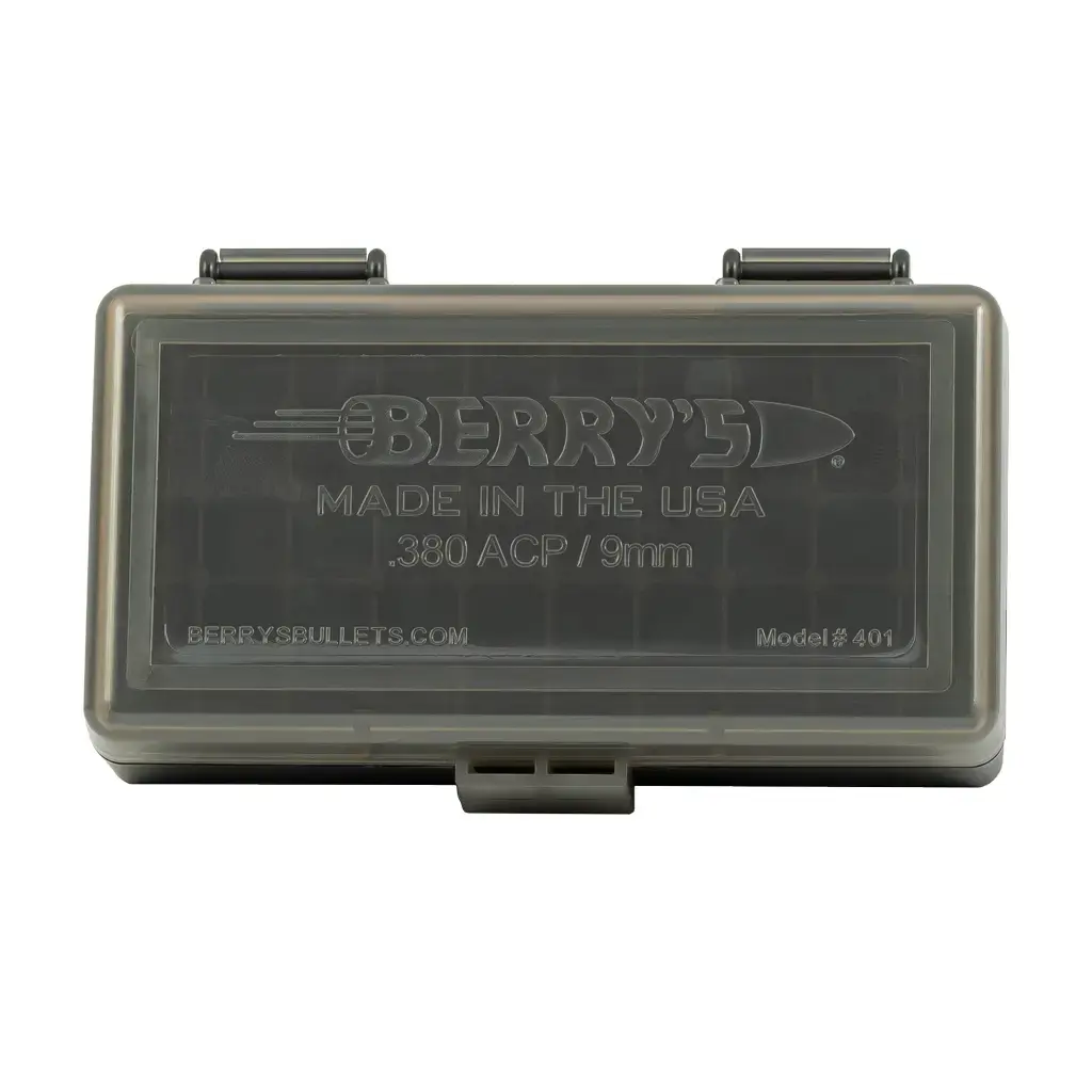Berrys 19642 401 Ammo Box 9mm Luger/ 380 ACP 50rd Smoke Lid W/Black Bottom