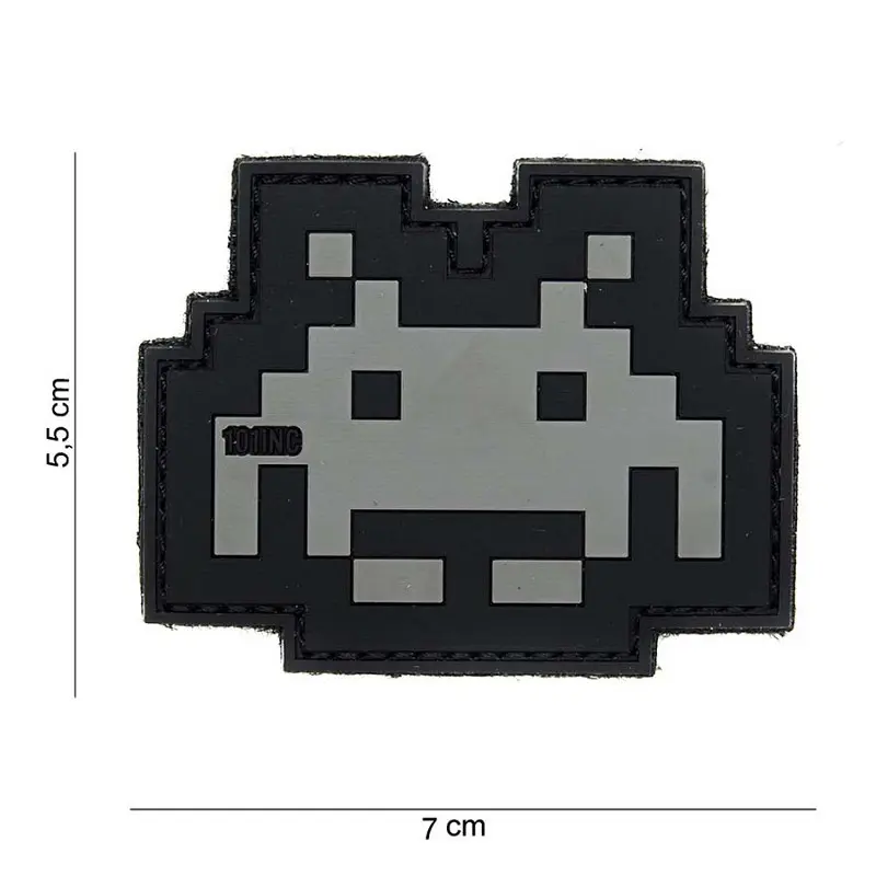 VAN OS -  Patch | PVC Space invader grau/schwarz 