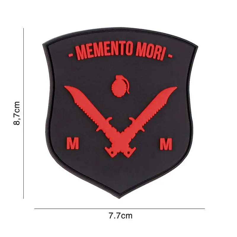 VAN OS - 3D Patch | PVC Memento Mori shield dagger schwarz/rot