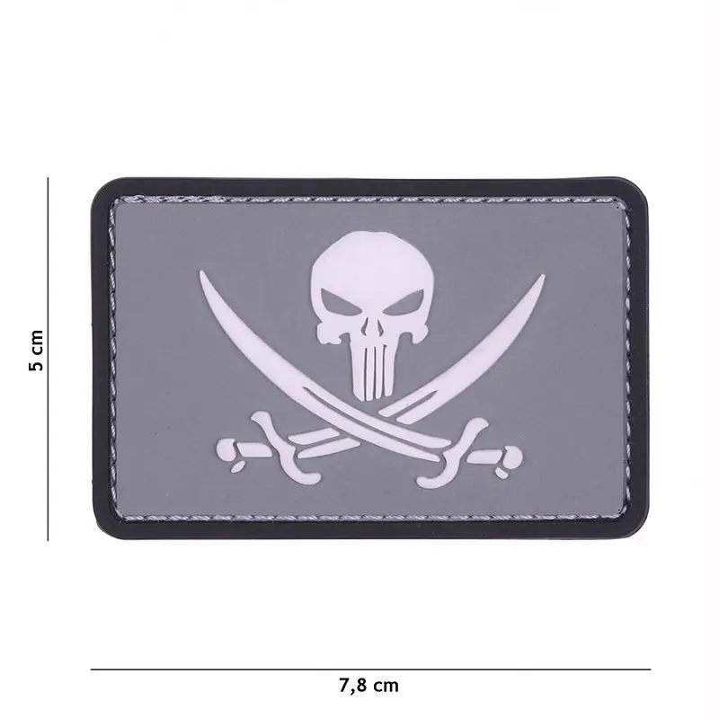 VAN OS - 3D Patch | PVC Punisher pirate grau/weiß