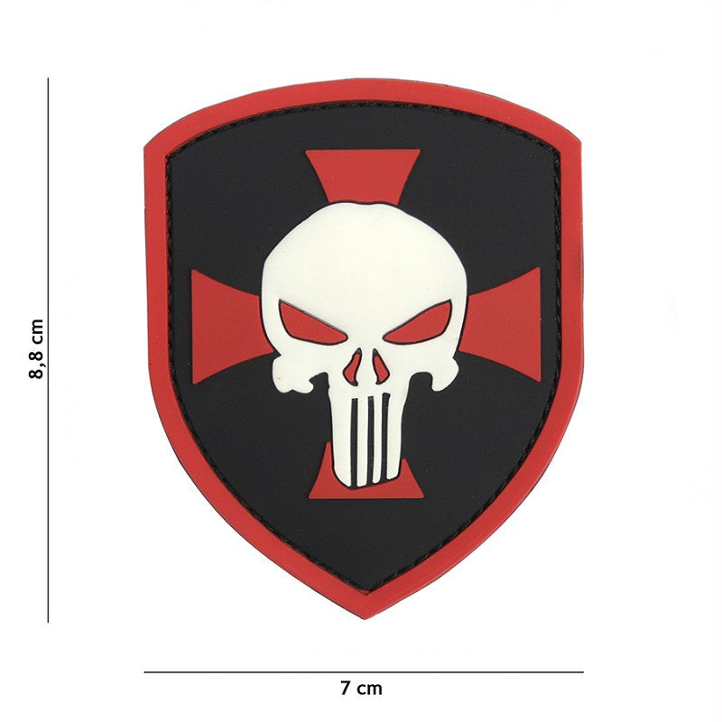 VAN OS - 3D Patch | Schild Punisher Kreuz Rot