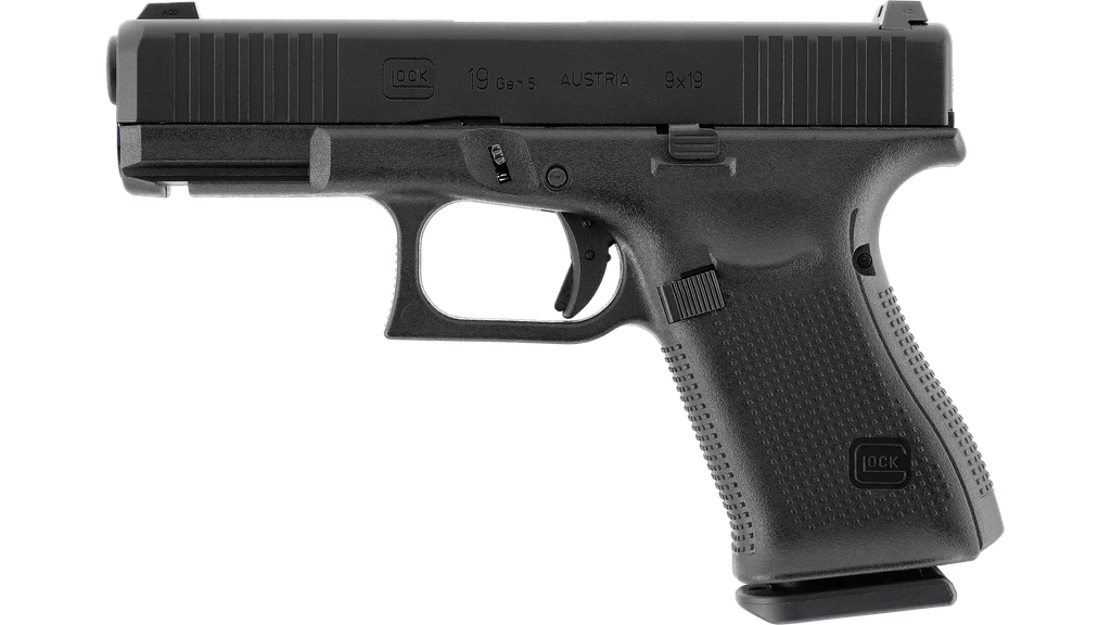 Trainingspistole mit Blowback | Umarex ‌AS Glock 19 Gen5 6 mm Gas – max. 1 Joule, 19 Schuss