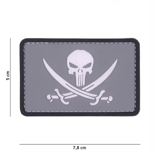 [11123] VAN OS - 3D Patch | PVC Punisher pirate grau/weiß