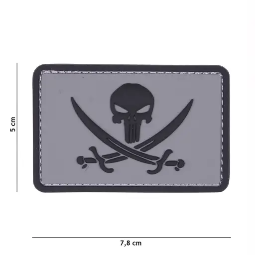 [11126] VAN OS - 3D Patch | PVC Punisher pirate grau/schwarz