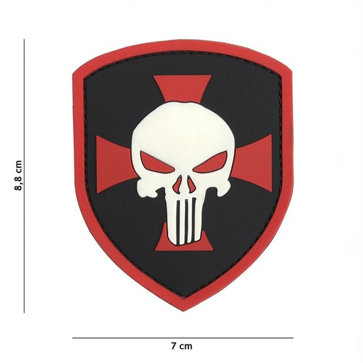 ['11134] VAN OS - 3D Patch | Schild Punisher Kreuz Rot