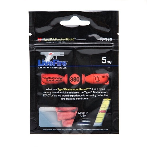 [T3-380-5] LiveFire Tactical Training | .380 Type3MalfunctionRound - 5er Pack