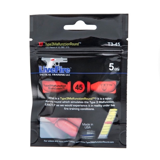 [T3-45-5] LiveFire Tactical Training | .45 ACP Type3MalfunctionRound - 5er Pack