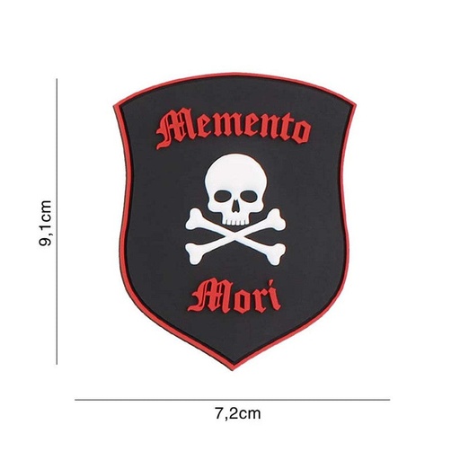 ['6107] VAN OS - 3D Patch | Memento Mori shield skull schwarz/rot