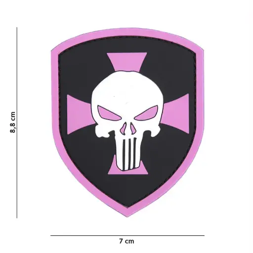 [9051] VAN OS -  Patch | Shield Punisher cross pink
